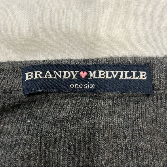 Brandy Melville Women's Dark Gray V-Neck Long Sleeve Tees Top One Size - Picture 6 of 10